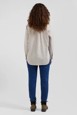 Chemise à carreaux en coton gris à poches plaquées coupe Relaxed
