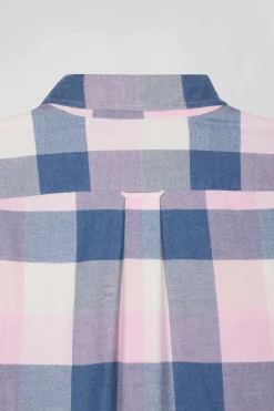 Chemise à carreaux en coton rose coupe Regular