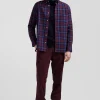Chemise à carreaux en twill de coton bordeaux coupe Regular