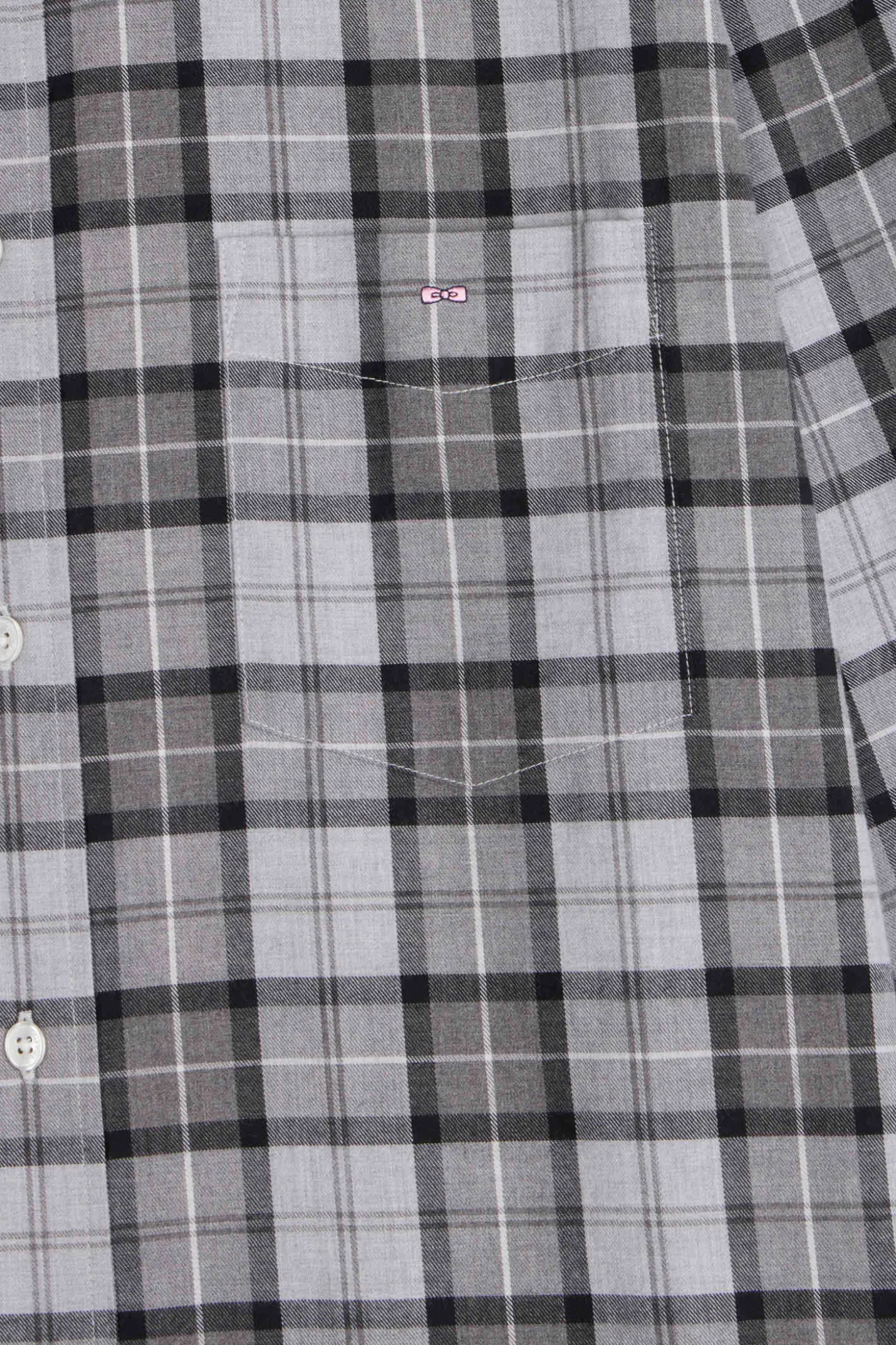 Chemise à carreaux en twill de coton gris coupe Regular