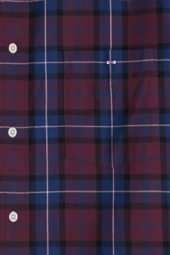 Chemise à carreaux en twill de coton bordeaux coupe Regular