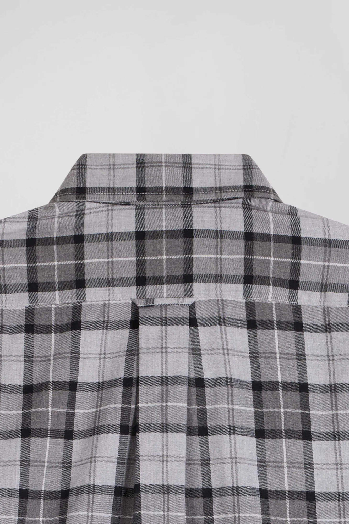 Chemise à carreaux en twill de coton gris coupe Regular
