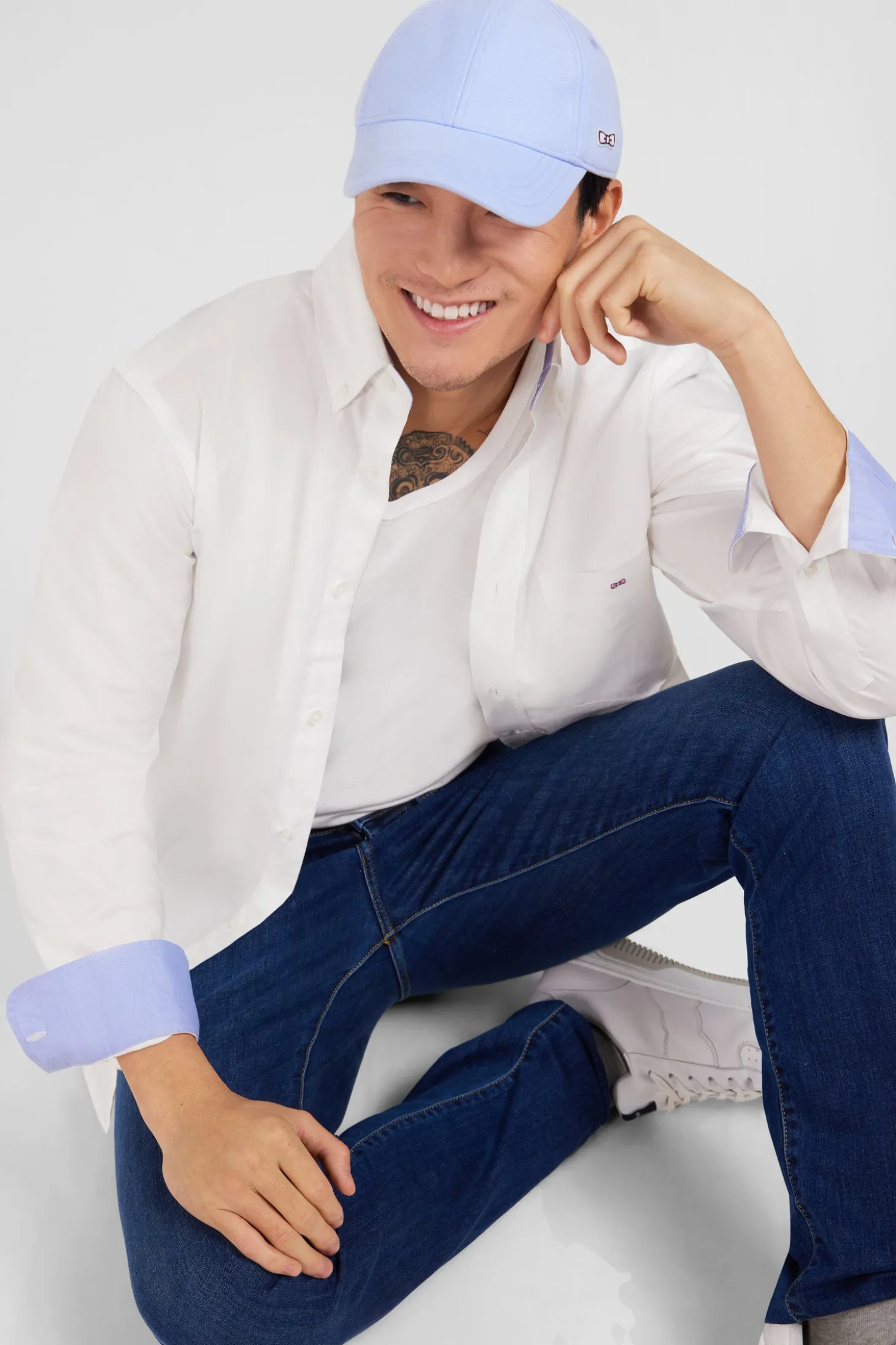 Chemise blanche unie en coton