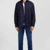 Chemise bleu marine regular en popeline stretch