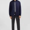 Chemise bleu marine slim en popeline stretch