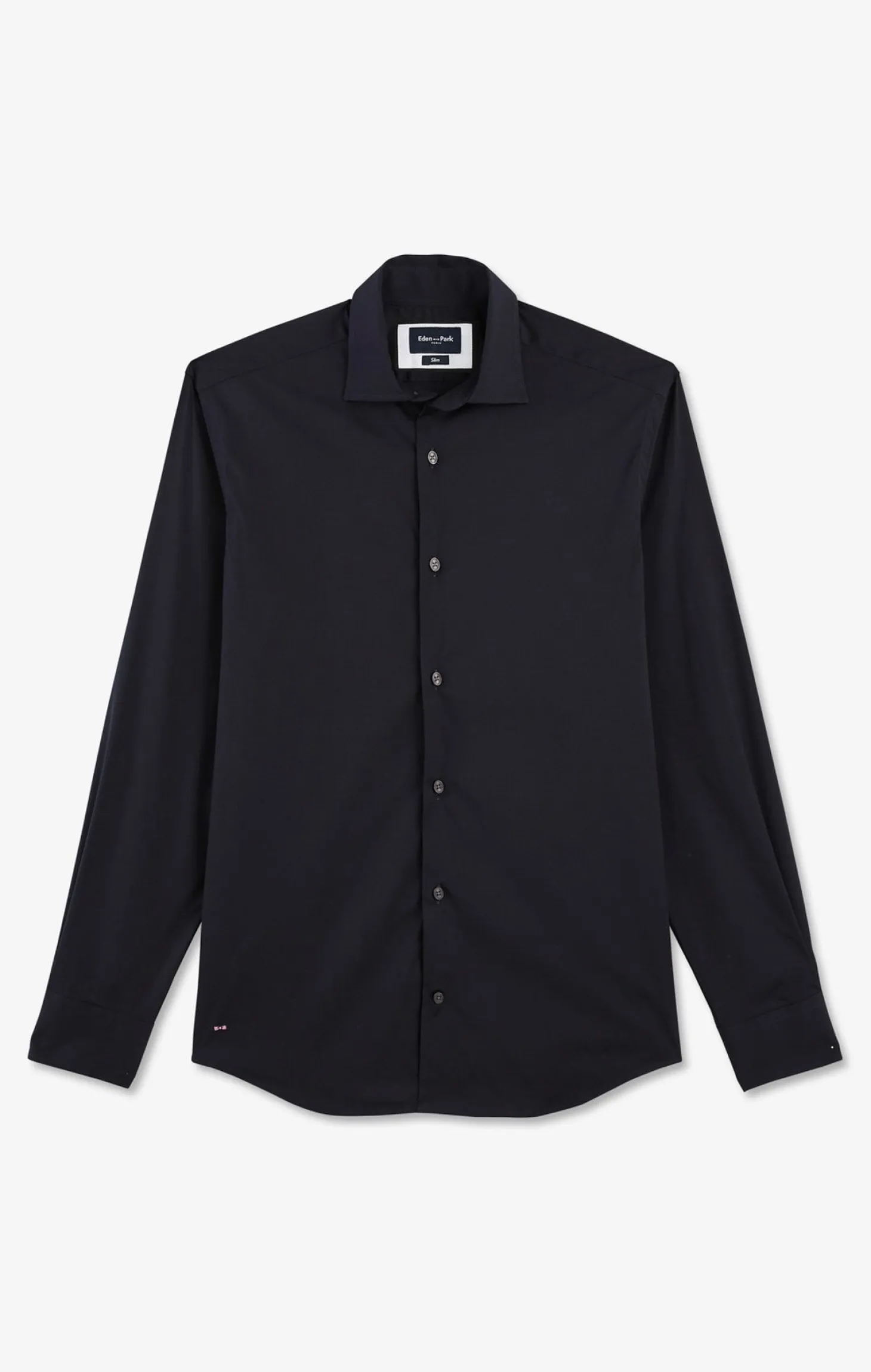 Chemise bleu marine slim en popeline stretch
