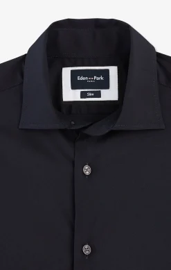 Chemise bleu marine slim en popeline stretch