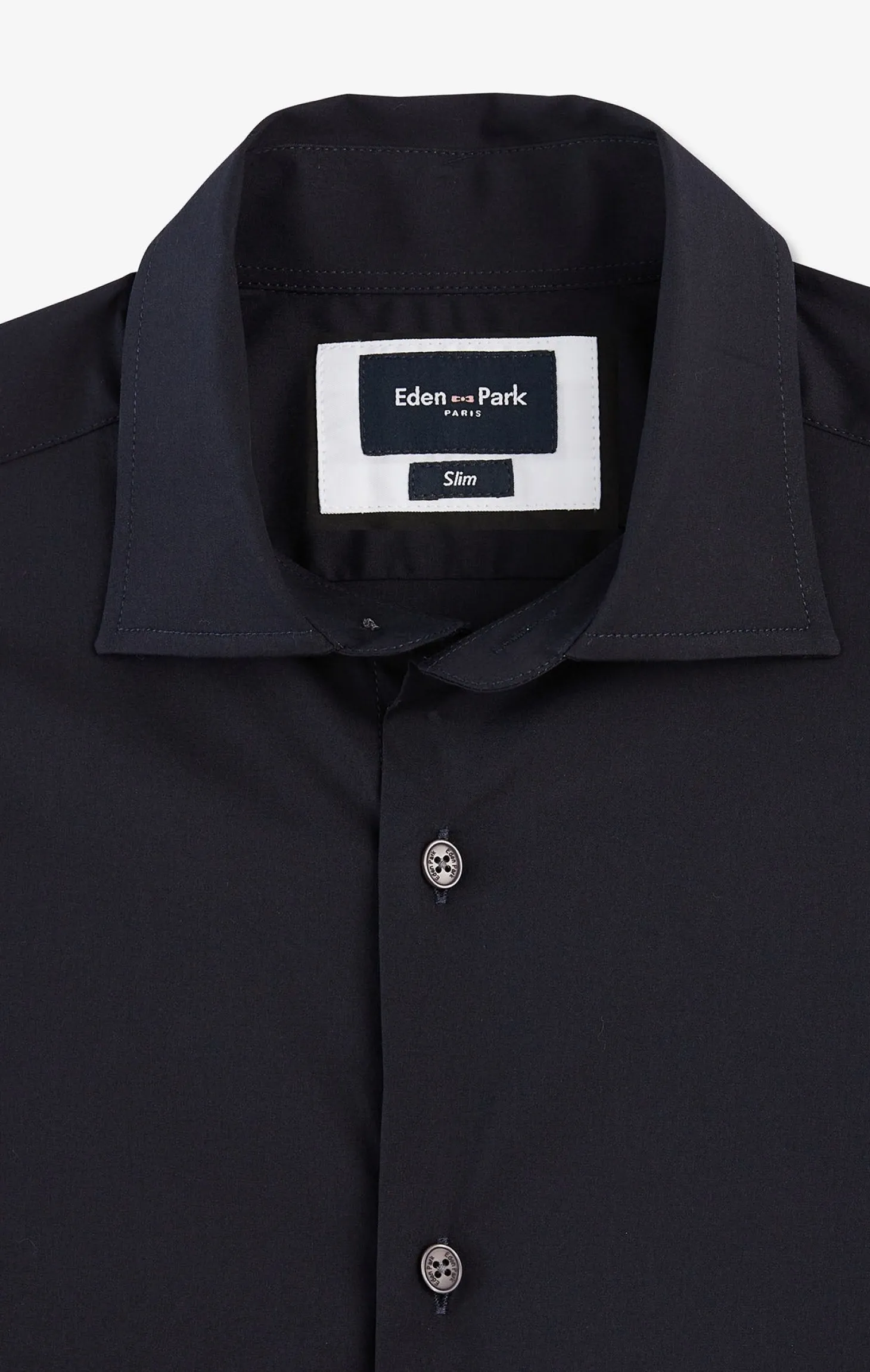 Chemise bleu marine slim en popeline stretch