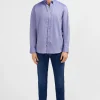 Chemise bleu marine unie en coton
