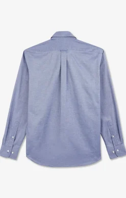 Chemise bleu marine unie en coton