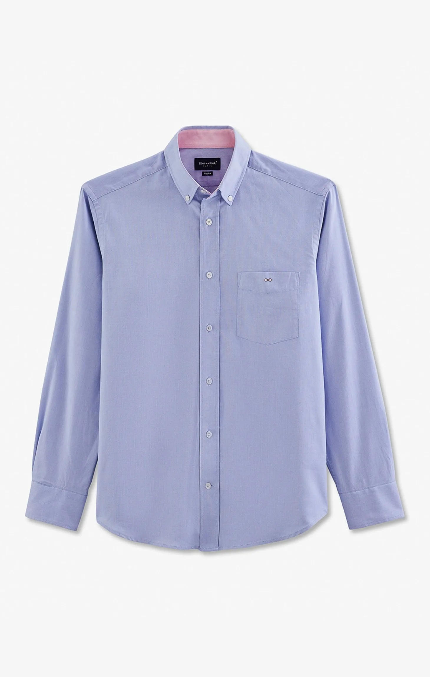 Chemise bleue unie en coton