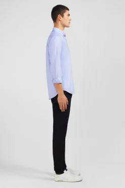 Chemise bleue unie en coton