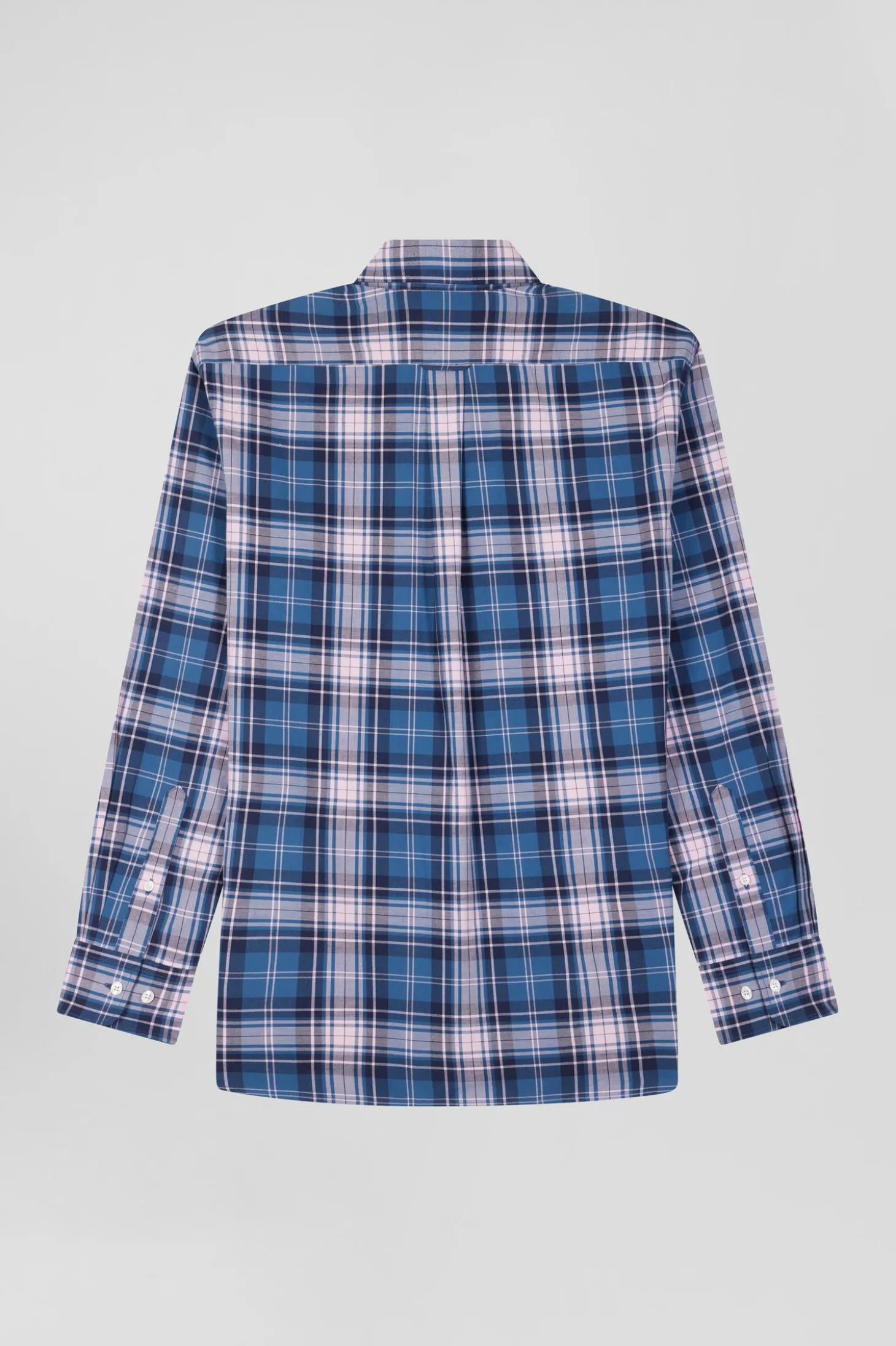 Chemise en coton à carreaux bleus et roses coupe Regular