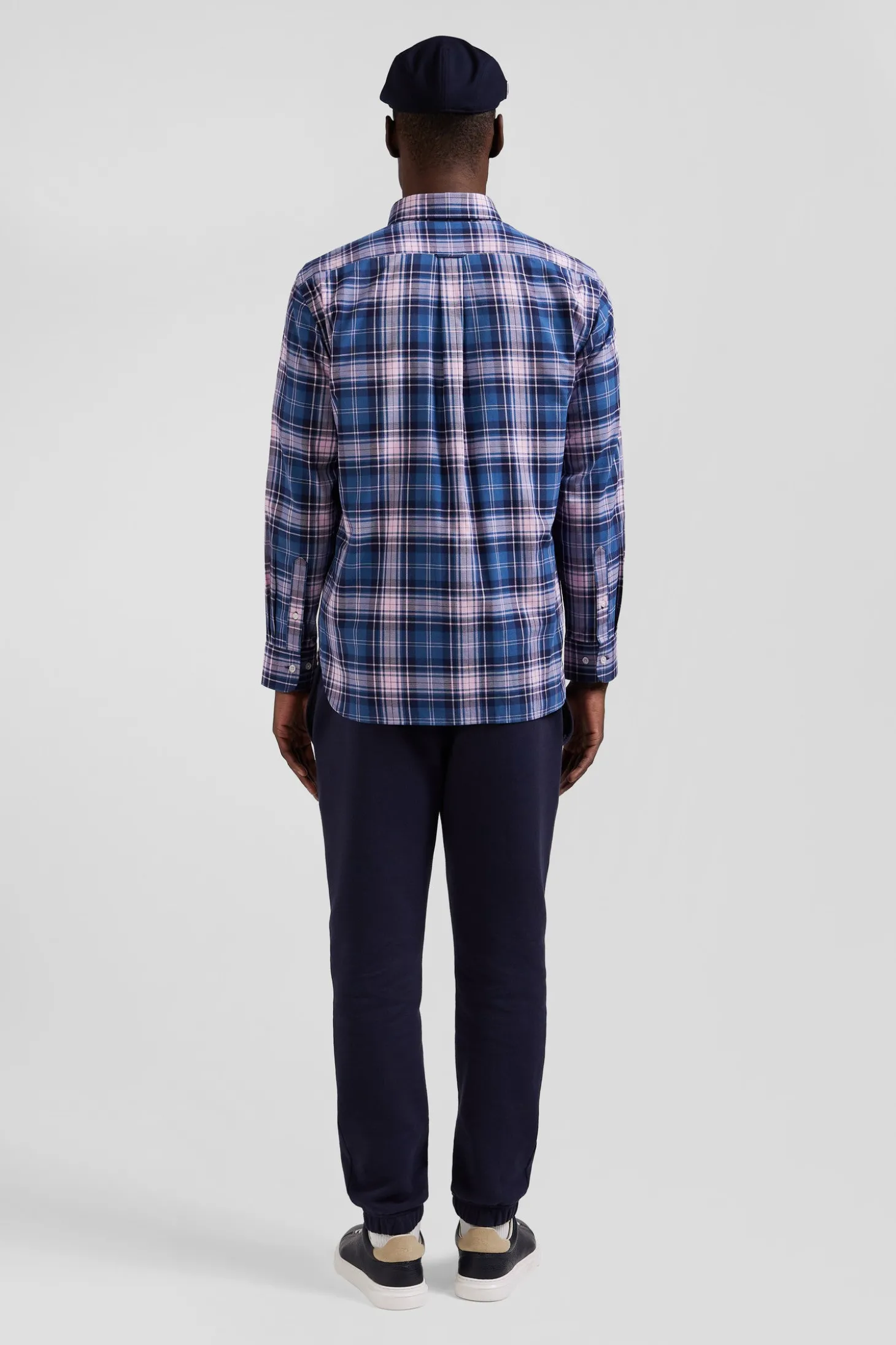 Chemise en coton à carreaux bleus et roses coupe Regular