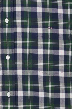 Chemise en coton à carreaux verts coupe Regular
