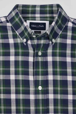 Chemise en coton à carreaux verts coupe Regular