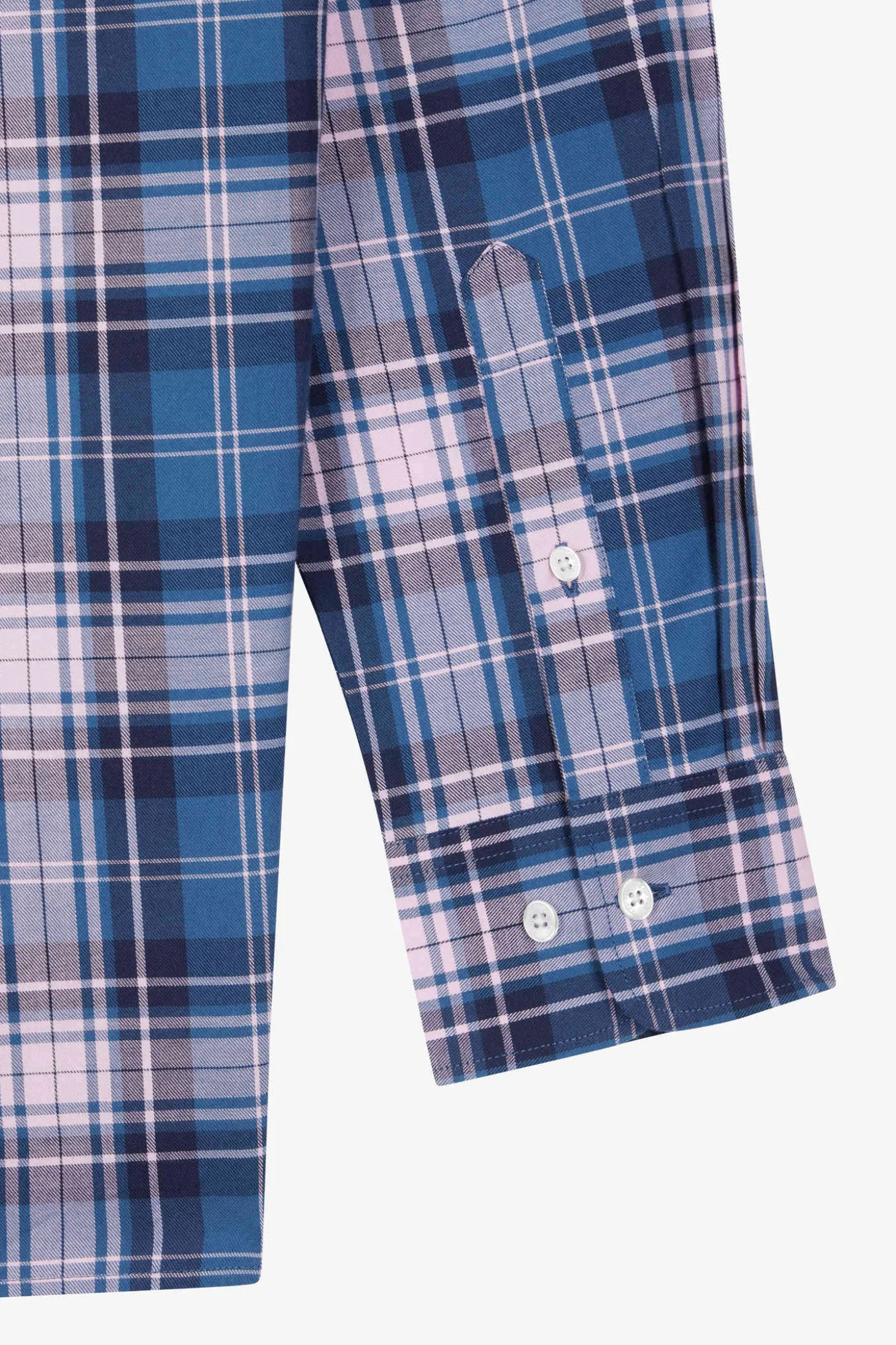 Chemise en coton à carreaux bleus et roses coupe Regular