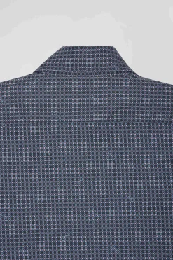 Chemise en coton à micro-carreaux bleu marine coupe Slim