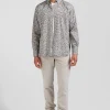 Chemise en coton à microimprimé vert coupe Regular