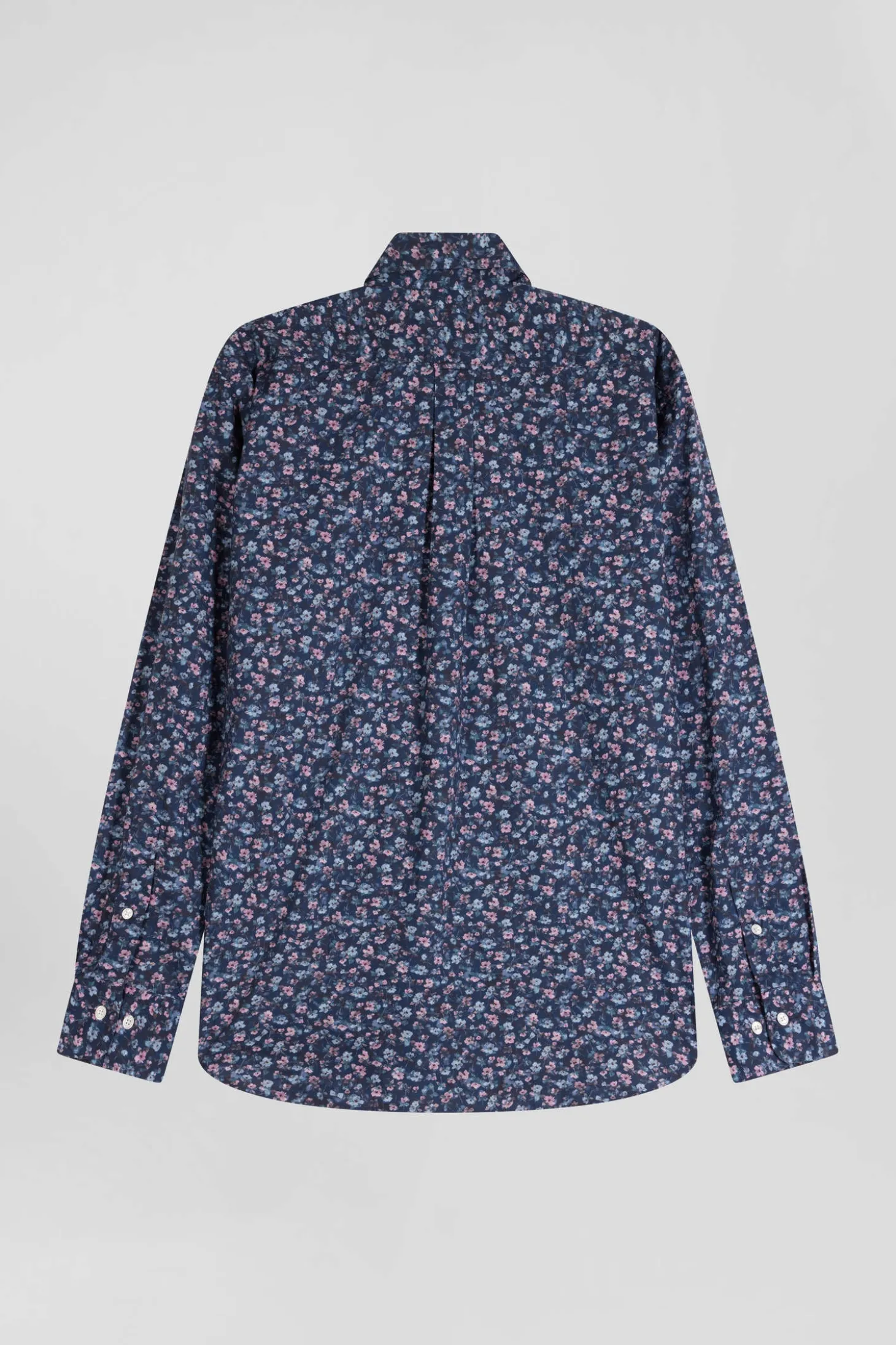 Chemise en coton à microimprimé bleu foncé coupe Regular