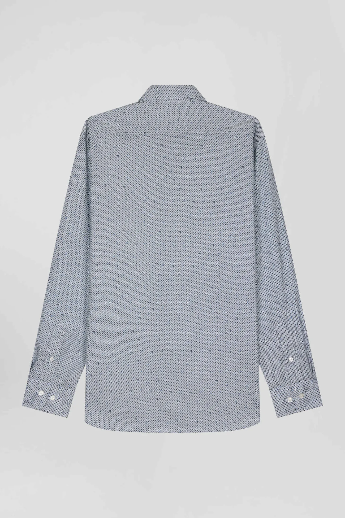 Chemise en coton à micro-motifs bleu ciel coupe Slim