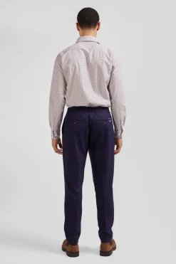 Chemise en coton à micro-motifs rose coupe Slim