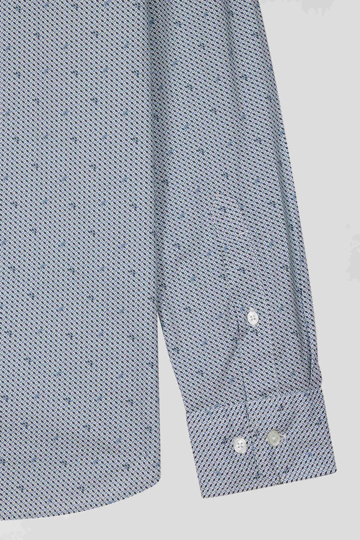 Chemise en coton à micro-motifs bleu ciel coupe Slim