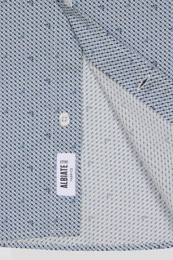 Chemise en coton à micro-motifs bleu ciel coupe Slim