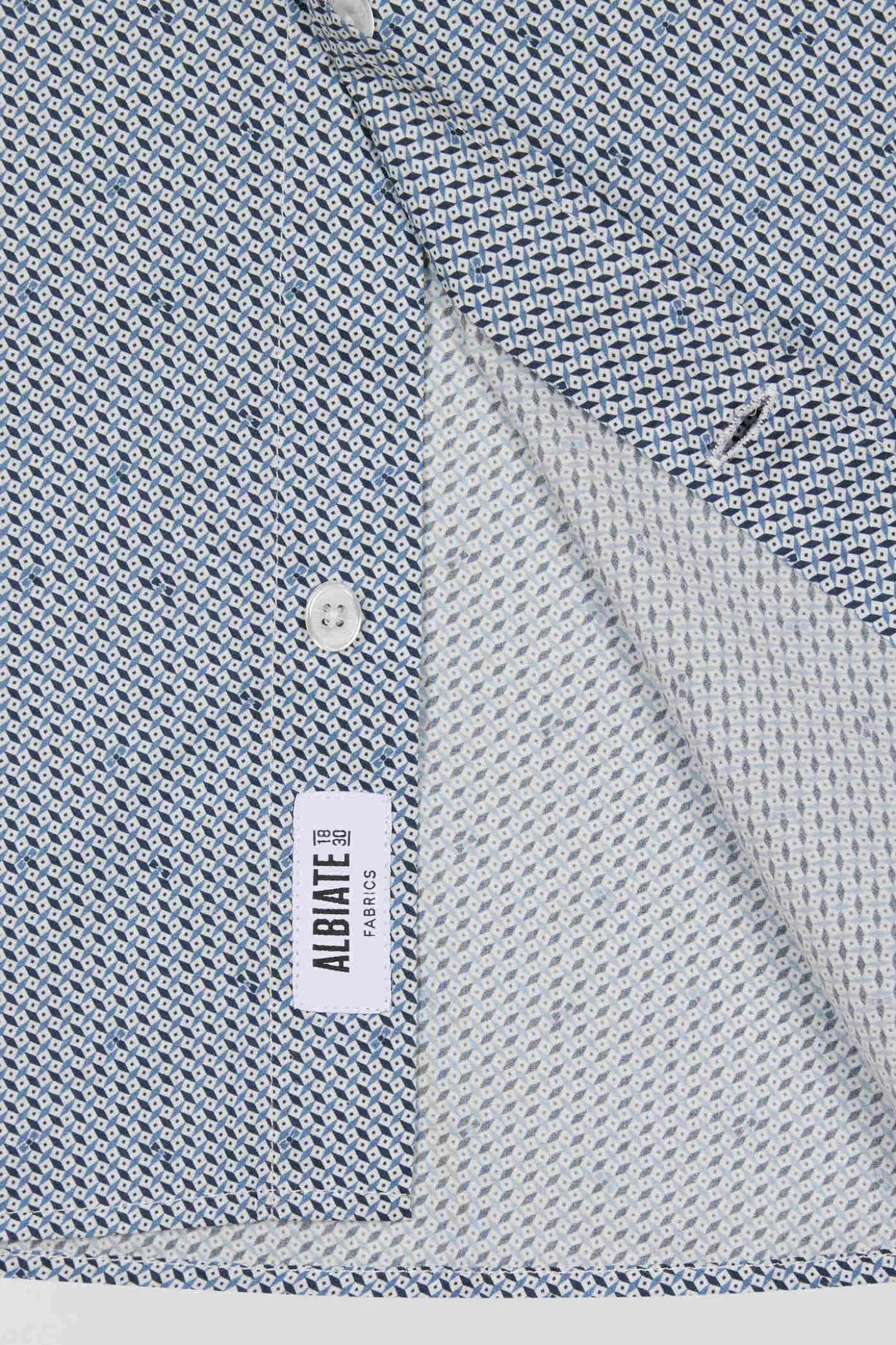 Chemise en coton à micro-motifs bleu ciel coupe Slim