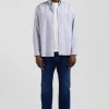 Chemise en coton ciel à micro-carreaux coupe Regular