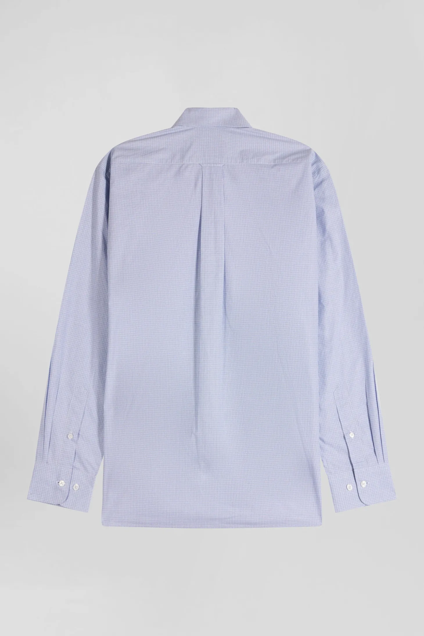 Chemise en coton ciel à micro-carreaux coupe Regular