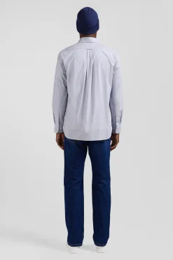 Chemise en coton ciel à micro-carreaux coupe Regular