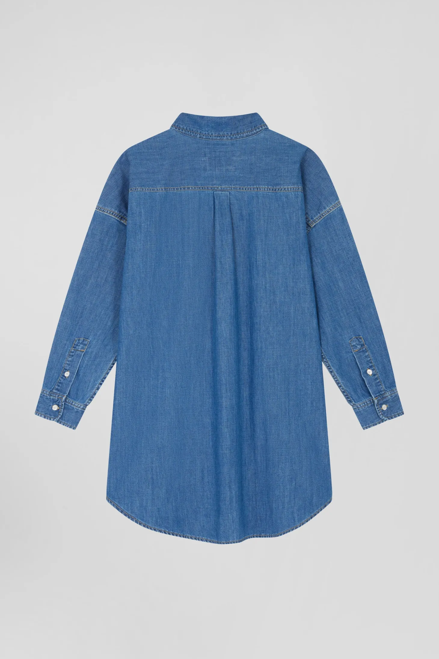 Chemise en coton ciel à poche plaquée coupe Oversize
