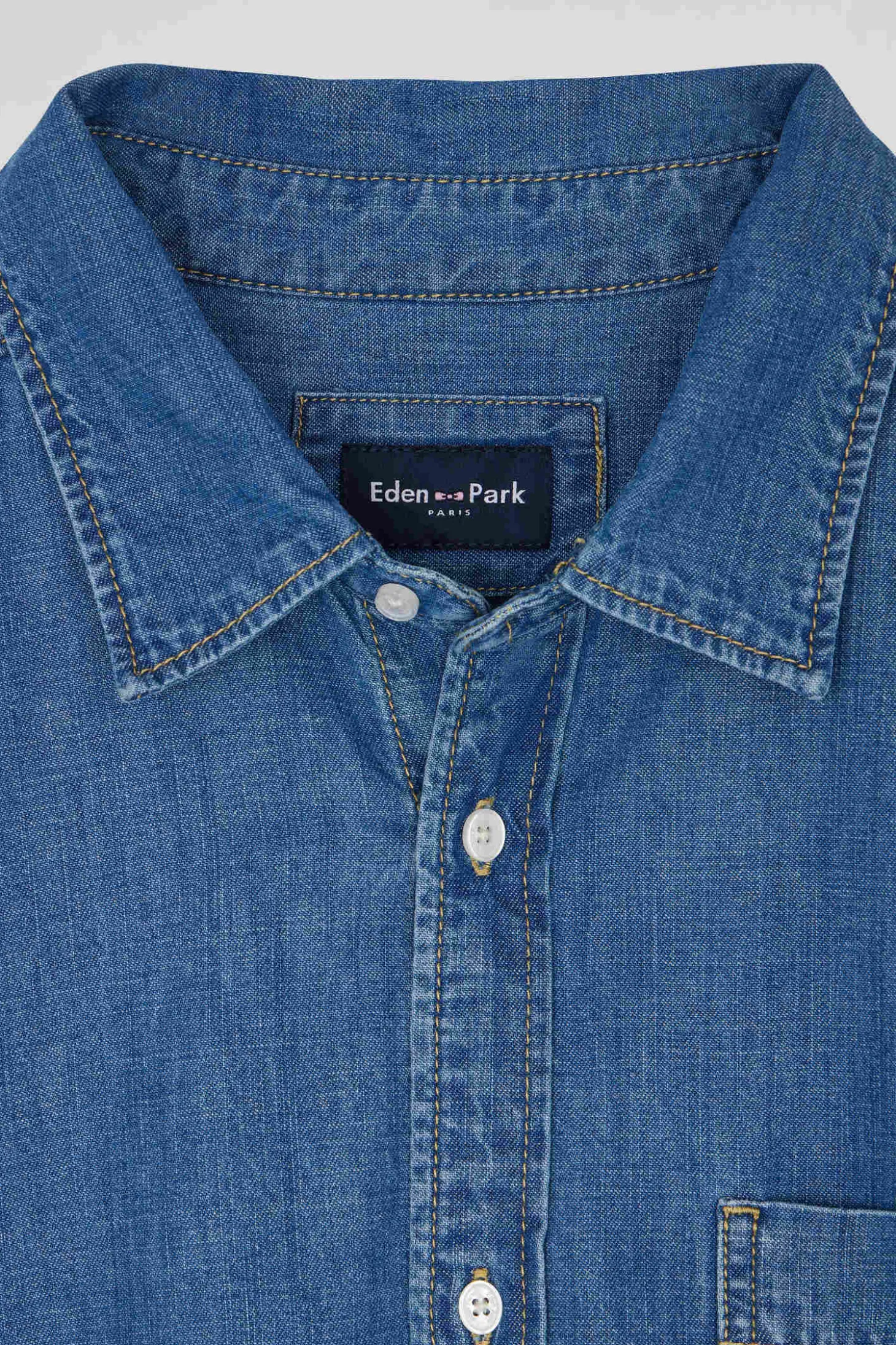Chemise en coton ciel à poche plaquée coupe Oversize
