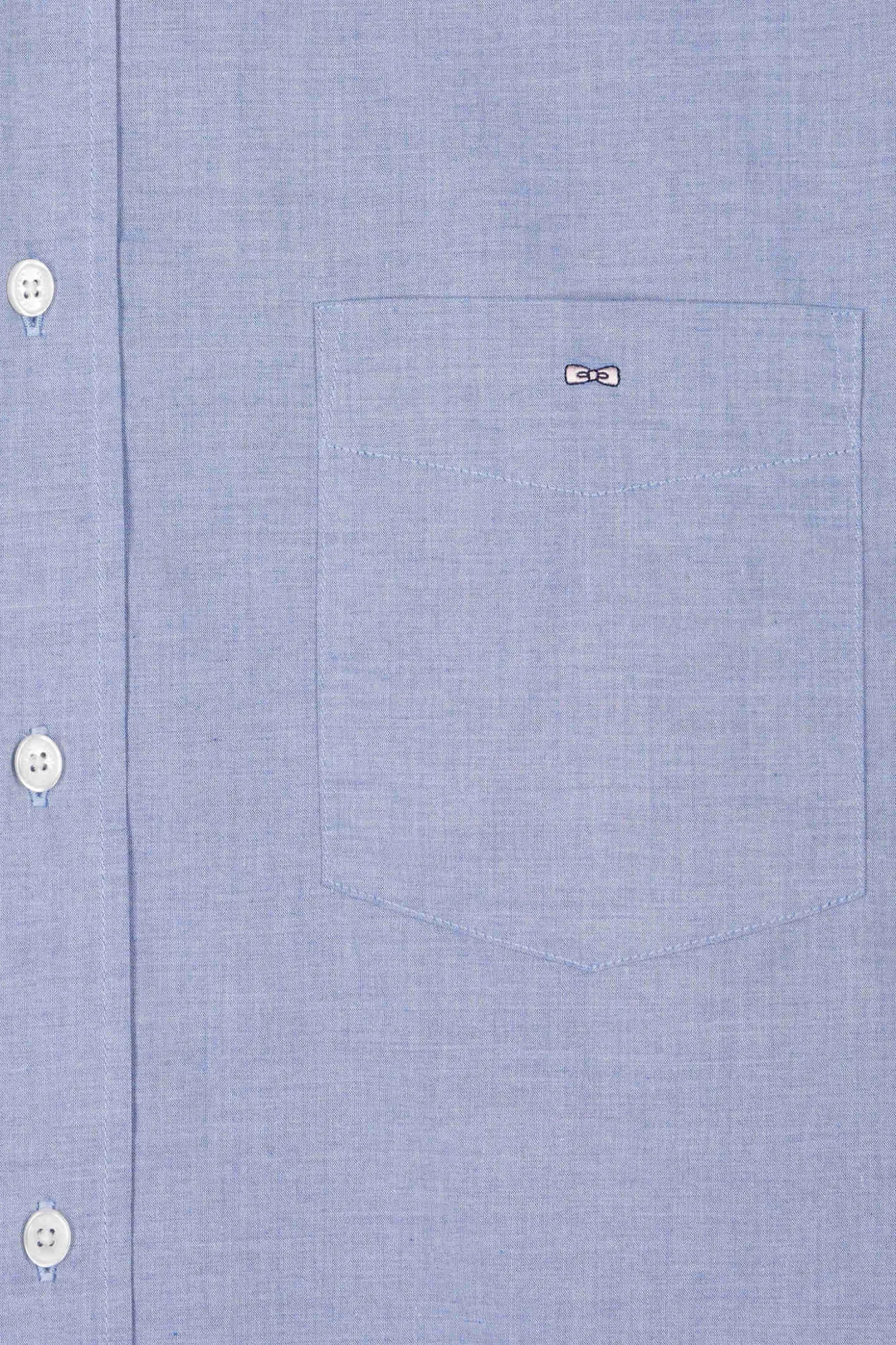 Chemise en coton denim ciel coupe Regular coudières imprimées