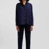 Chemise en coton et cachemire indigo coupe Oversized