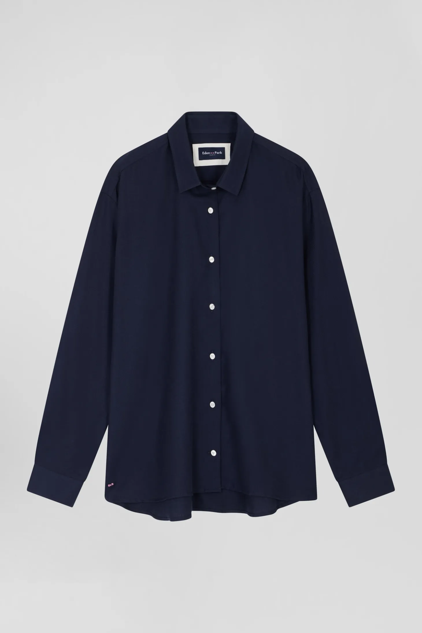 Chemise en coton et cachemire indigo coupe Oversized