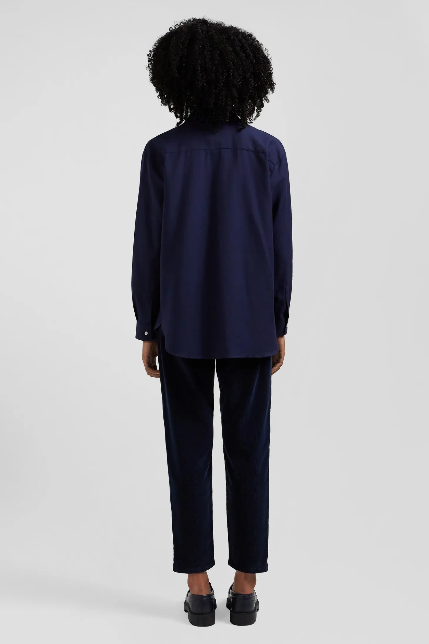 Chemise en coton et cachemire indigo coupe Oversized