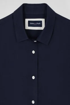 Chemise en coton et cachemire indigo coupe Oversized
