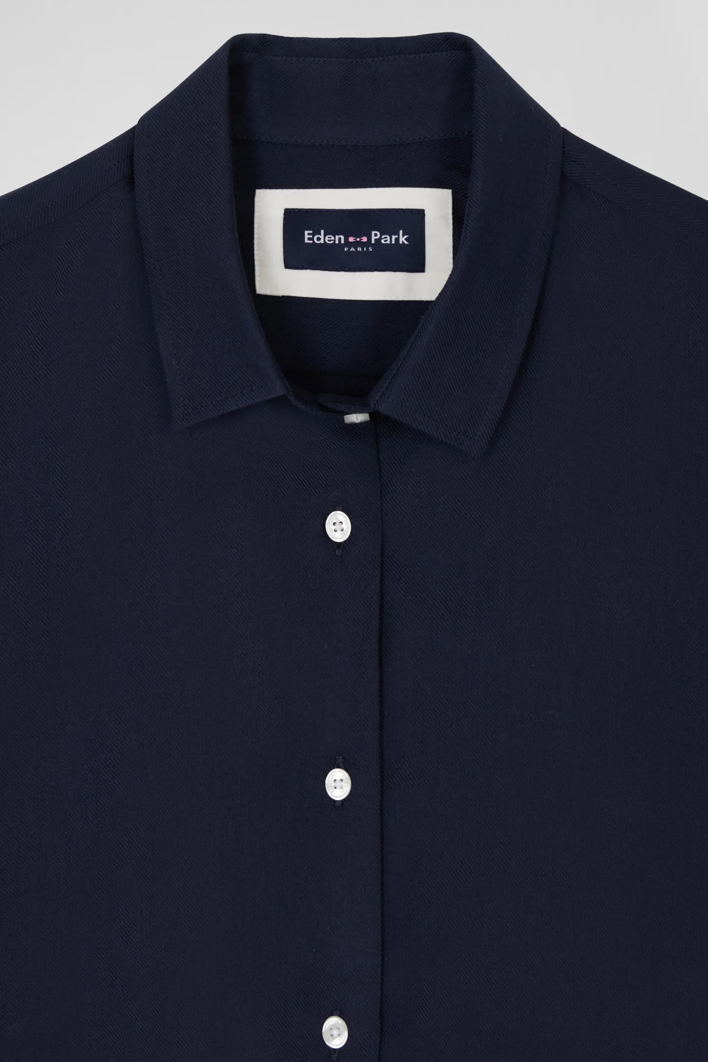 Chemise en coton et cachemire indigo coupe Oversized