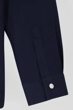 Chemise en coton et cachemire indigo coupe Oversized