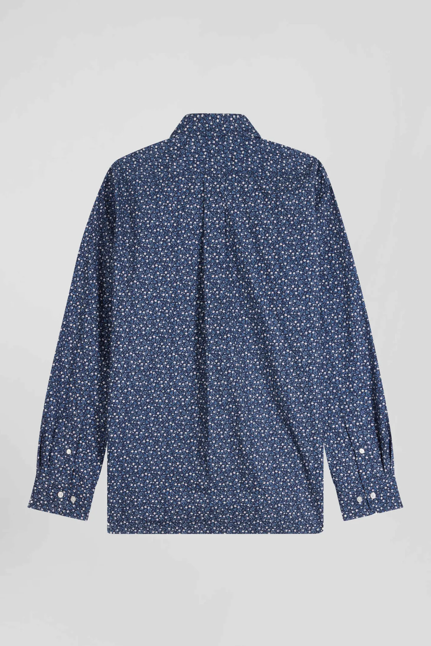 Chemise en coton indigo coupe Regular microimprimé