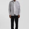 Chemise en coton jacquard rayé bleu marine coupe Regular