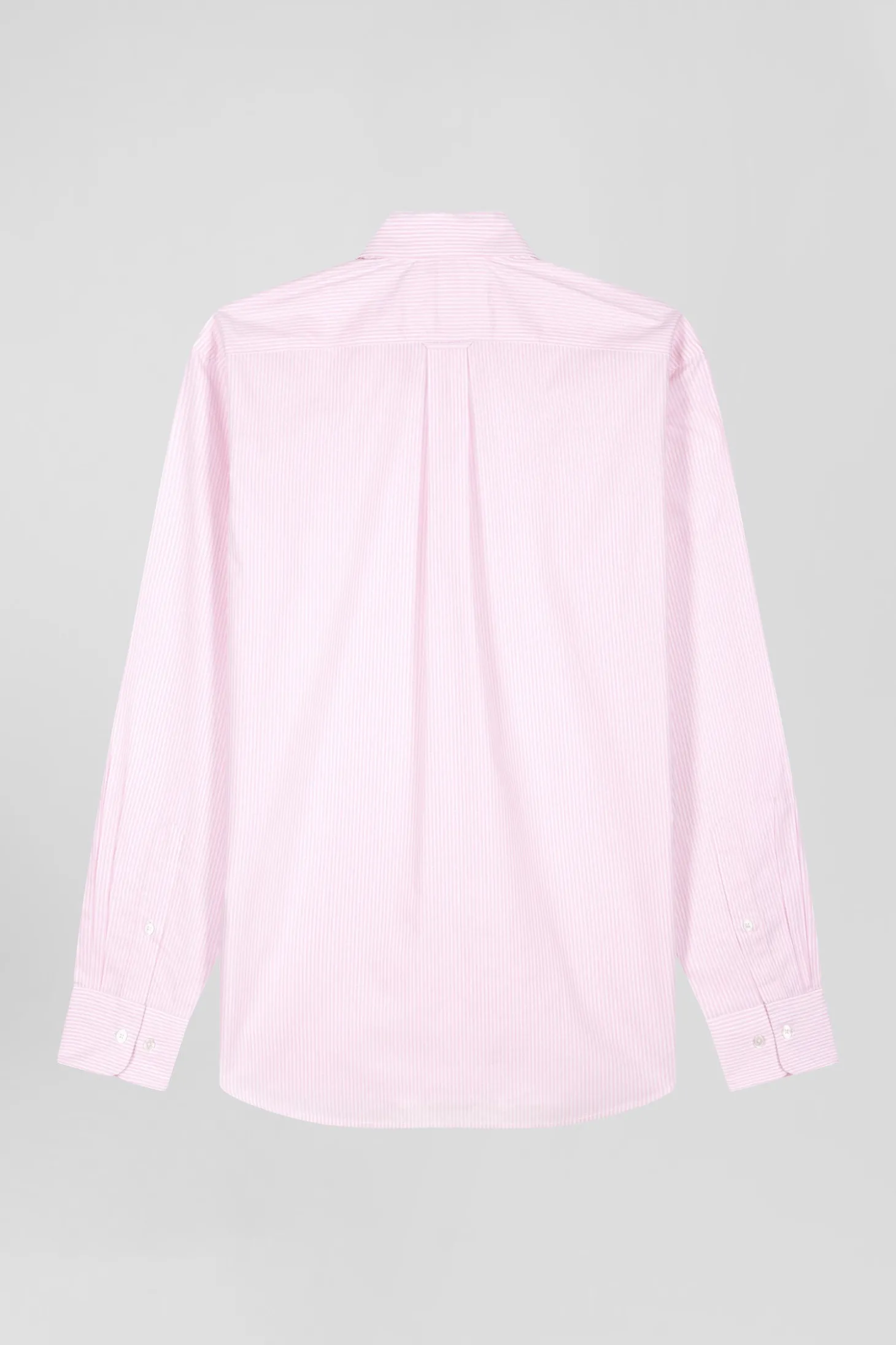 Chemise en coton jacquard rayé rose coupe Regular
