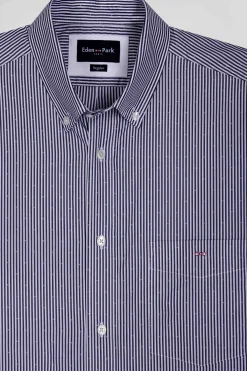 Chemise en coton jacquard rayé bleu marine coupe Regular
