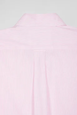 Chemise en coton jacquard rayé rose coupe Regular
