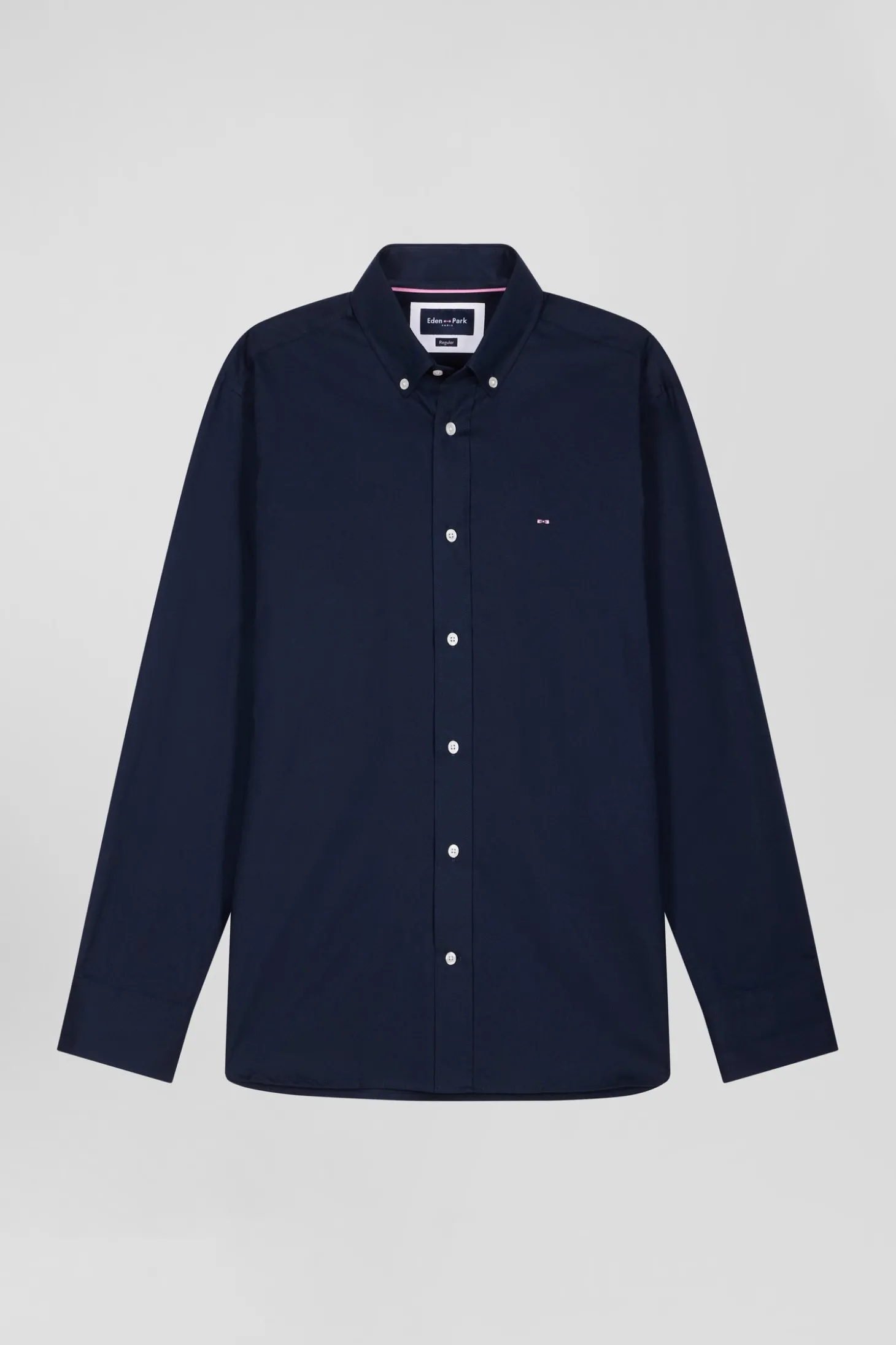 Chemise en coton oxford bleu marine coupe Regular broderie dos