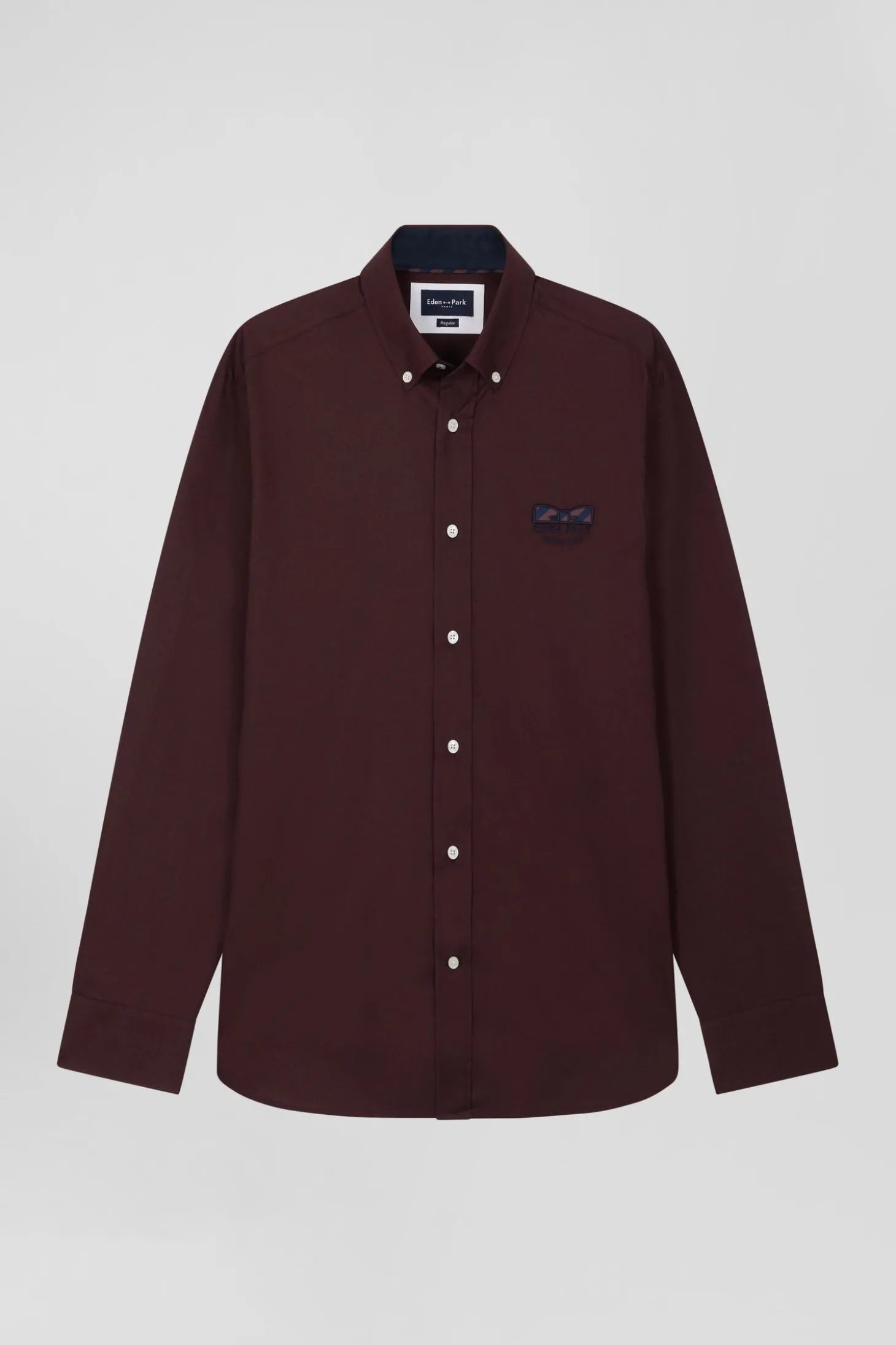 Chemise en coton Oxford bordeaux nœud papillon cerclé coupe Regular