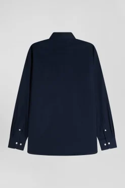 Chemise en coton Oxford bleu marine nœud papillon cerclé coupe Regular