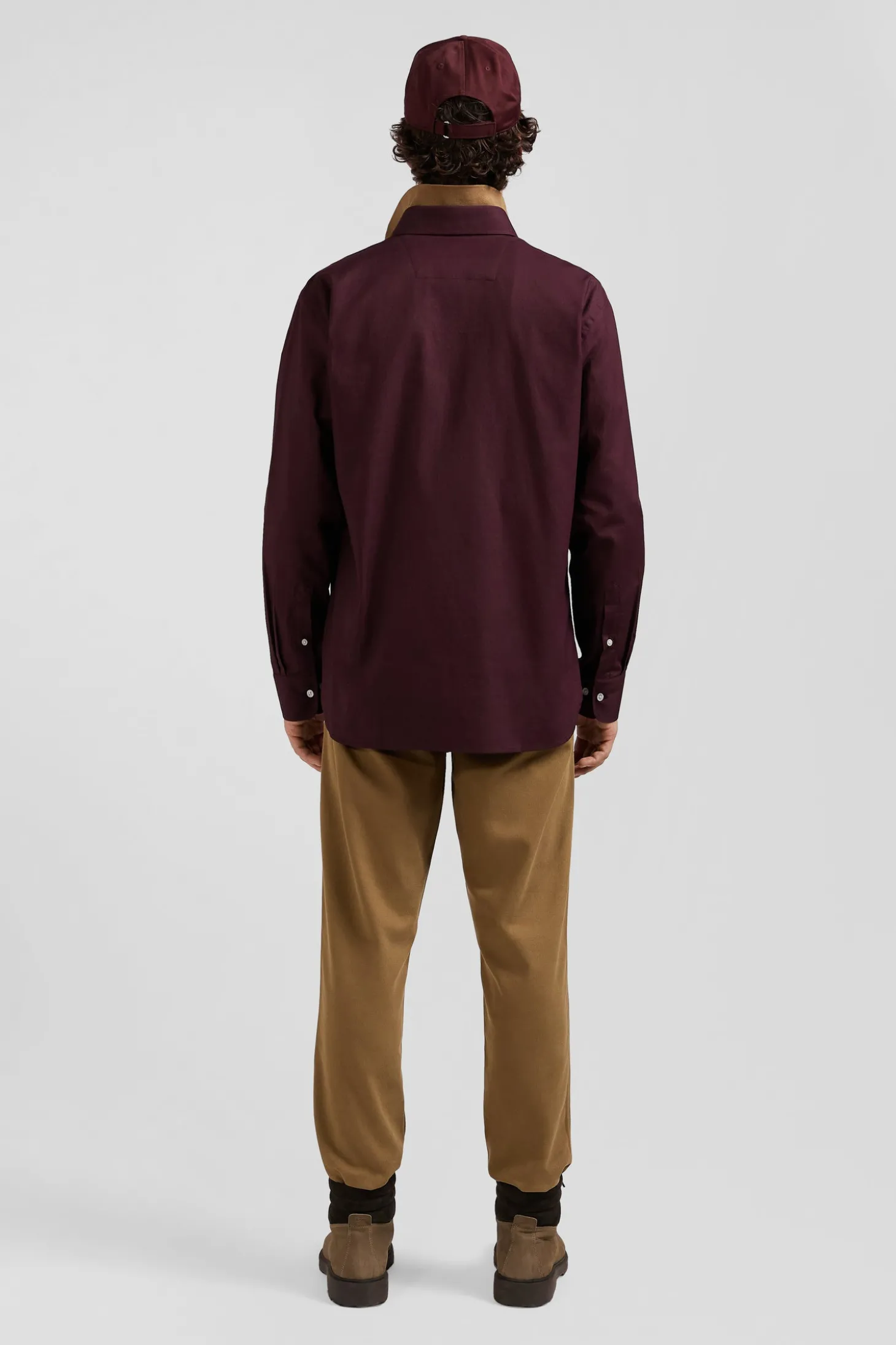 Chemise en coton Oxford bordeaux nœud papillon cerclé coupe Regular